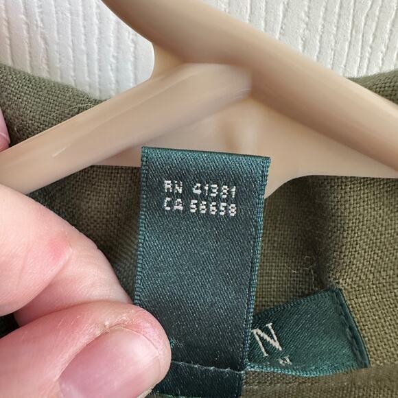 lauren ralph lauren linen safari vest 2x olive green cargo utility drawstring - Picture 5 of 14